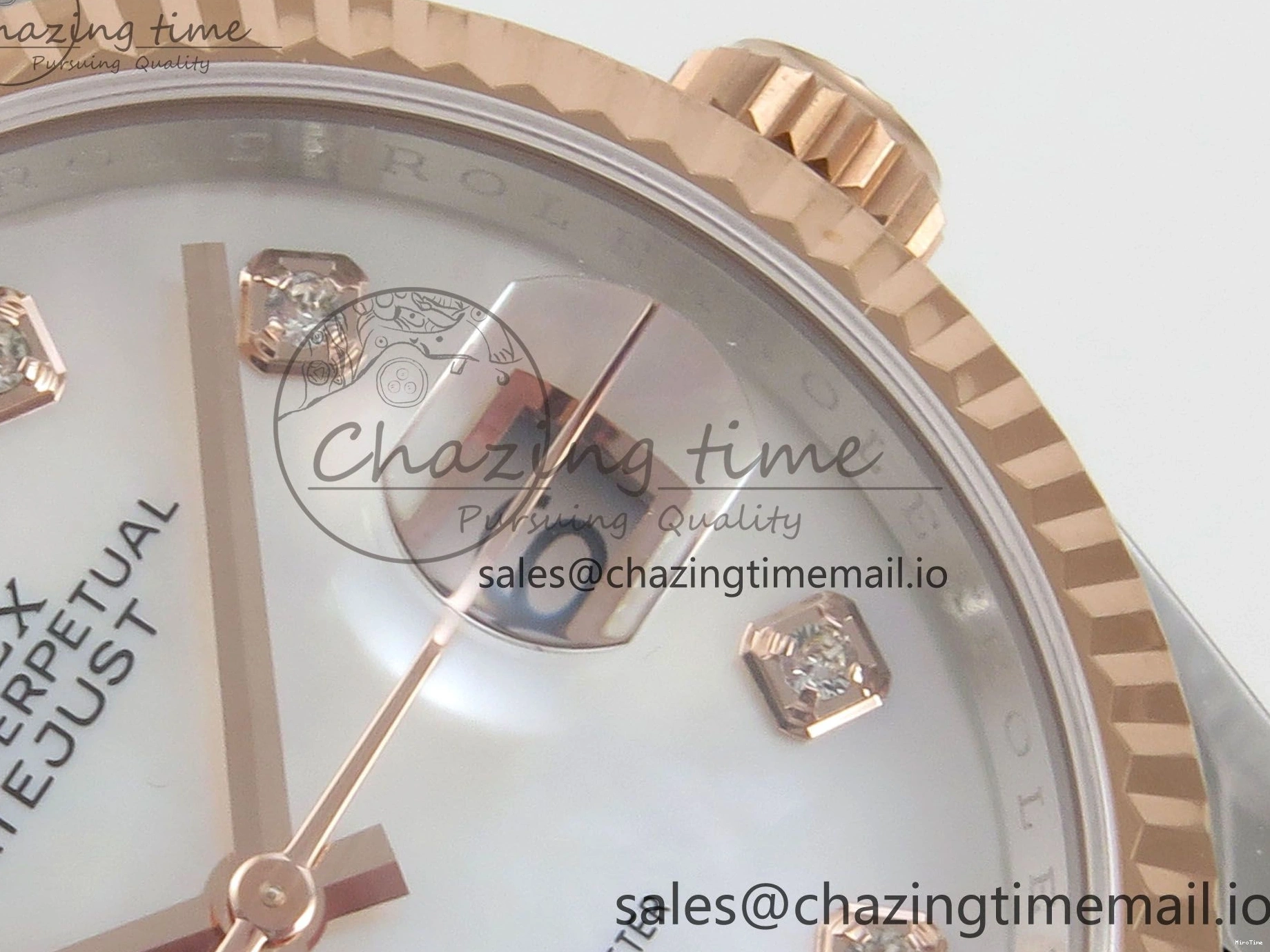 MiroTime 0426 FastDry DateJust 36 SS RG ARF 1:1 Best Edition 904L Steel White MOP Diamonds Dial on Oyster Bracelet SH 57